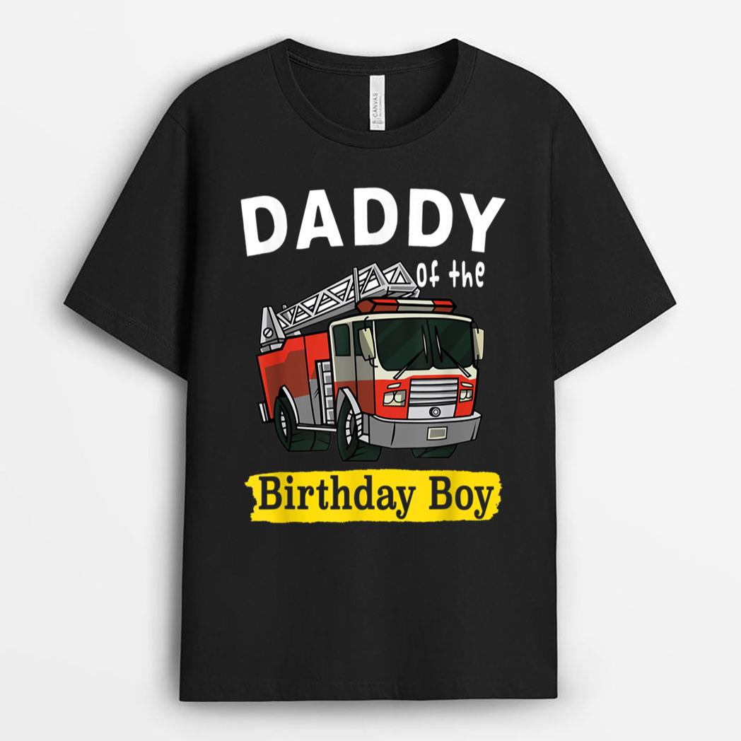 Daddy Of The Birthday Boy Fireman Firefighter Birthday Party T-Shirt
