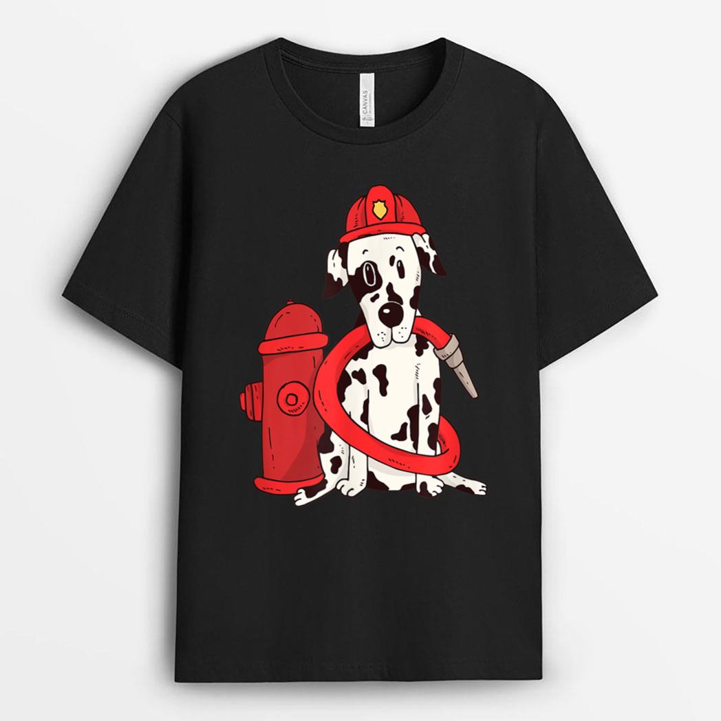 Dalmatian Firefighter Funny Dalmatian Firefighter Fireman T-Shirt