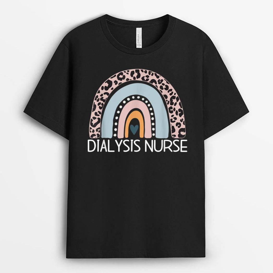 Dialysis Nurse RN Nephrology Registered leopard rainbow T-Shirt
