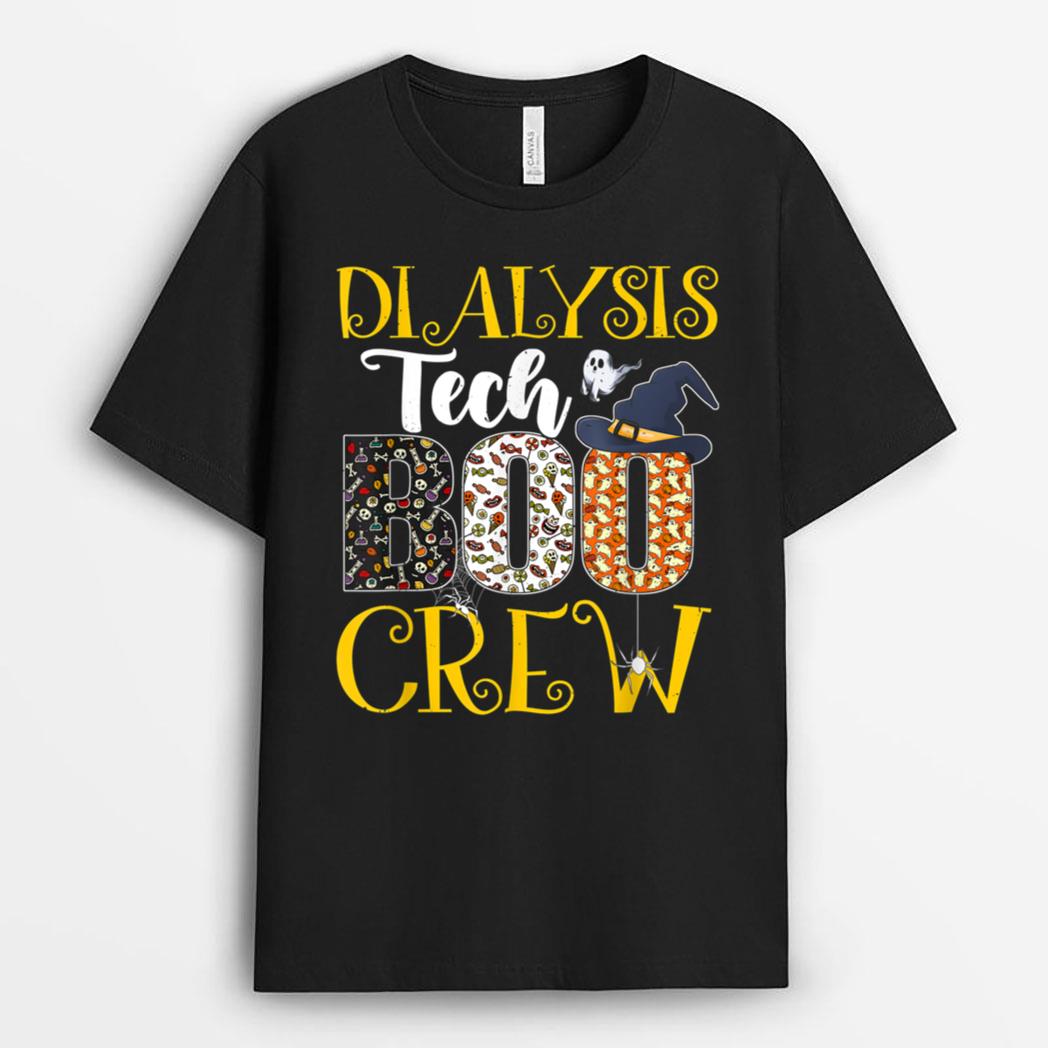 Dialysis Tech Boo Crew Halloween Nurse Boo Ghost Spider T-Shirt