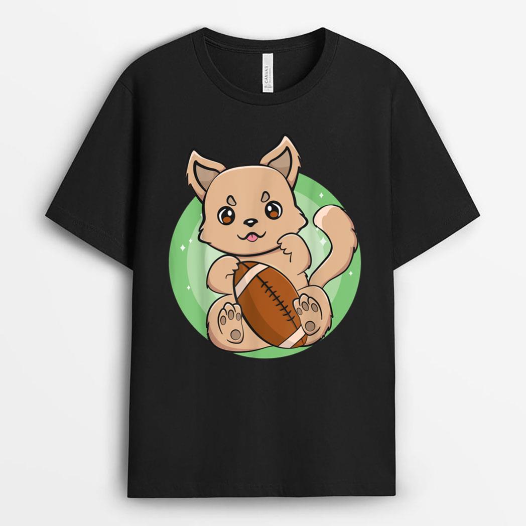 Dingo With Football Team Sport Chibi Anime Dog T-Shirt