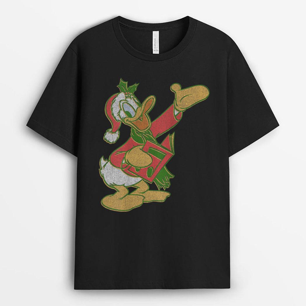 Disney Mickey And Friends Christmas Donald Duck Caroling T-Shirt