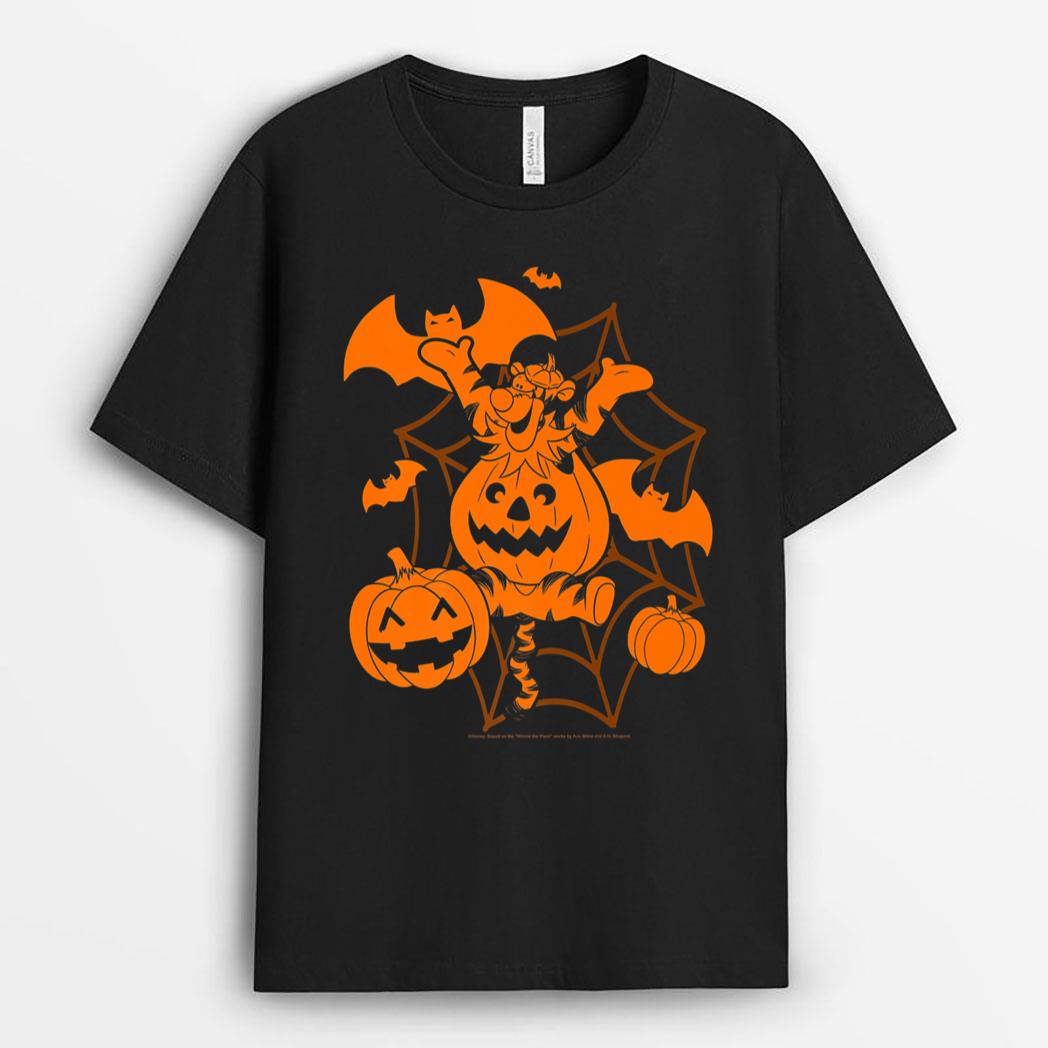 Disney Winnie The Pooh Halloween Tigger Spooky Spiderweb T-Shirt