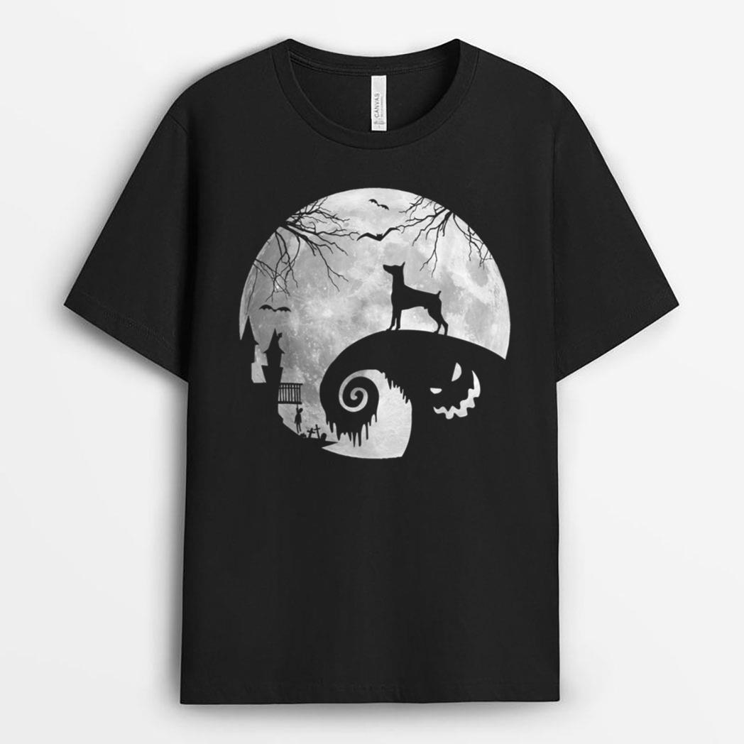 Doberman Pinscher And Moon Halloween Costume Dog Lover Funny T-Shirt