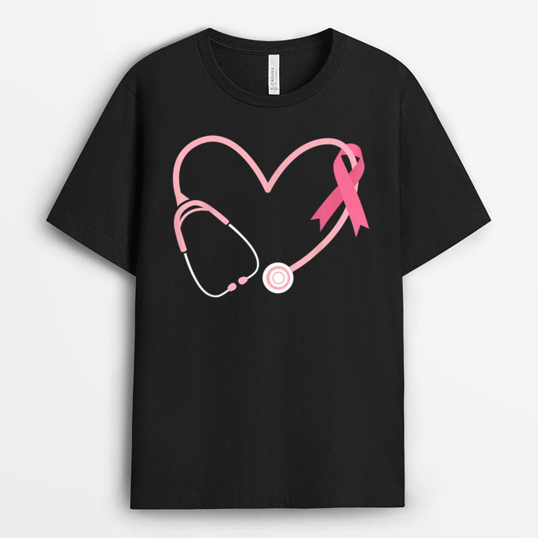 Doctor Nurse Heart Love Pink Ribbon Cute Breast Cancer Gifts T-Shirt