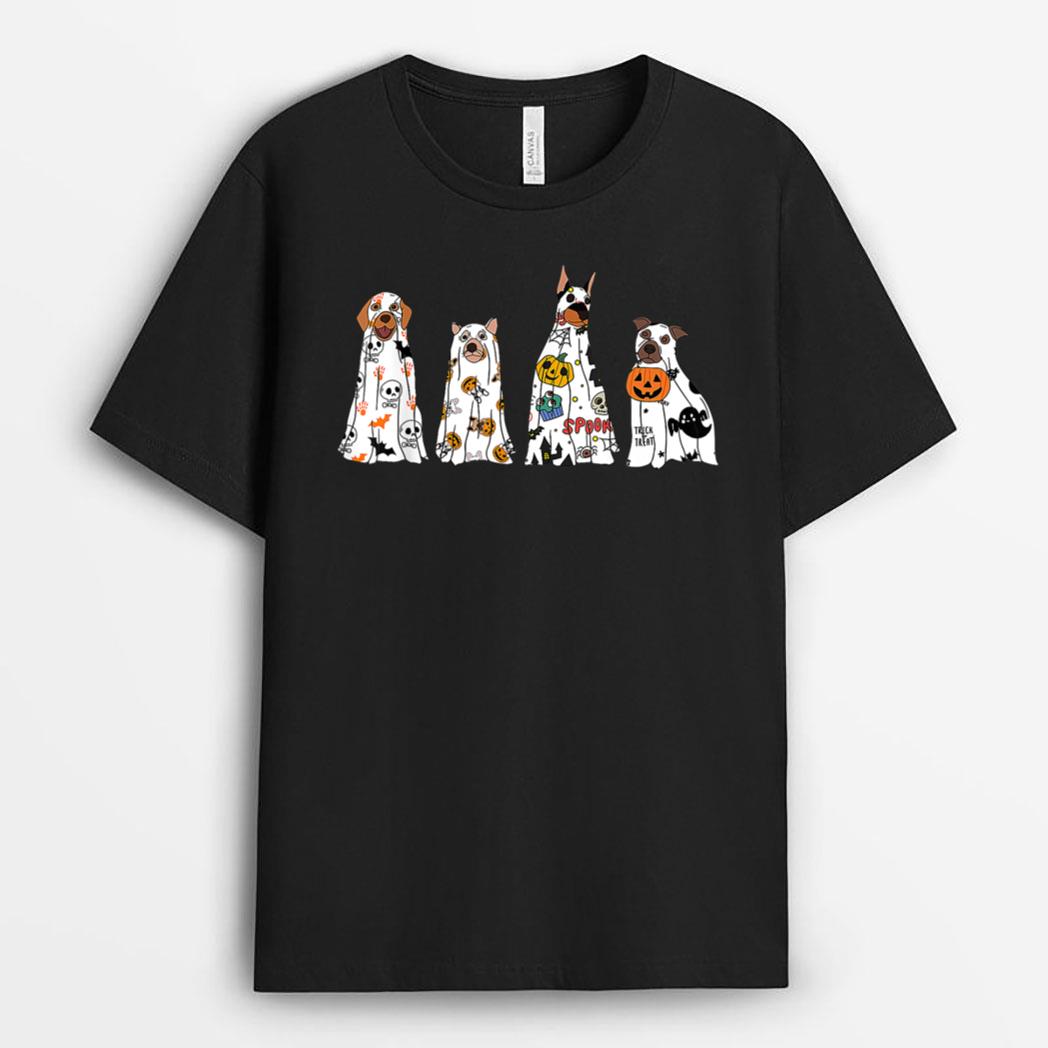Dog Ghost  Spooky Season Ghost Halloween Groovy Retro T T-Shirt