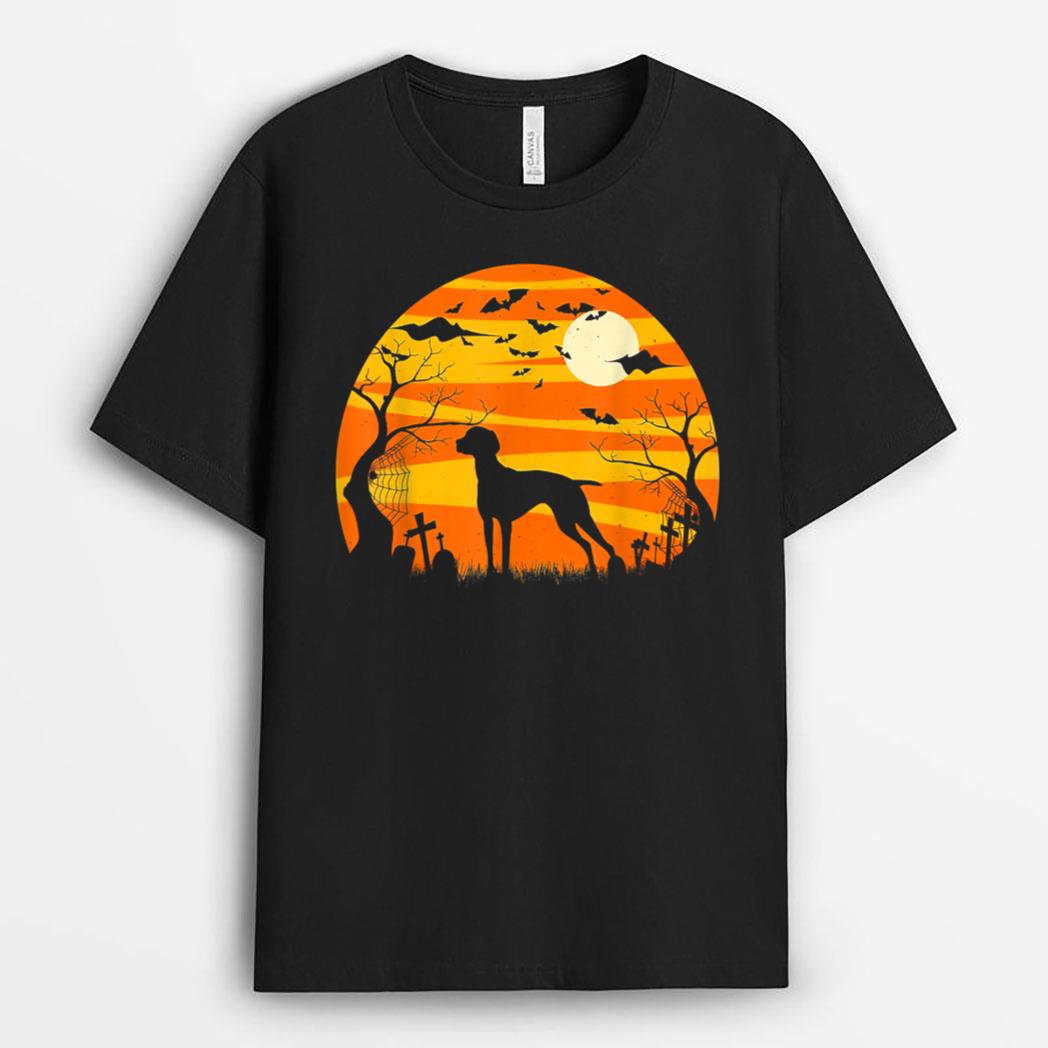 Dog Halloween Vizsla Dog Jack O Lantern Pumpkin T-Shirt