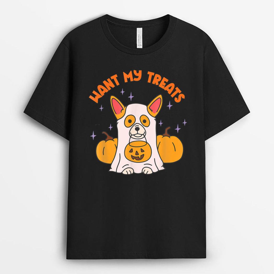 Dog Treat Or Treating Pajamas Jackolantern Ghost Halloween T-Shirt