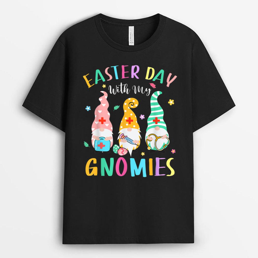 Easter Day With My Gnomies Nurse Life Stethoscope Gnomes T-Shirt