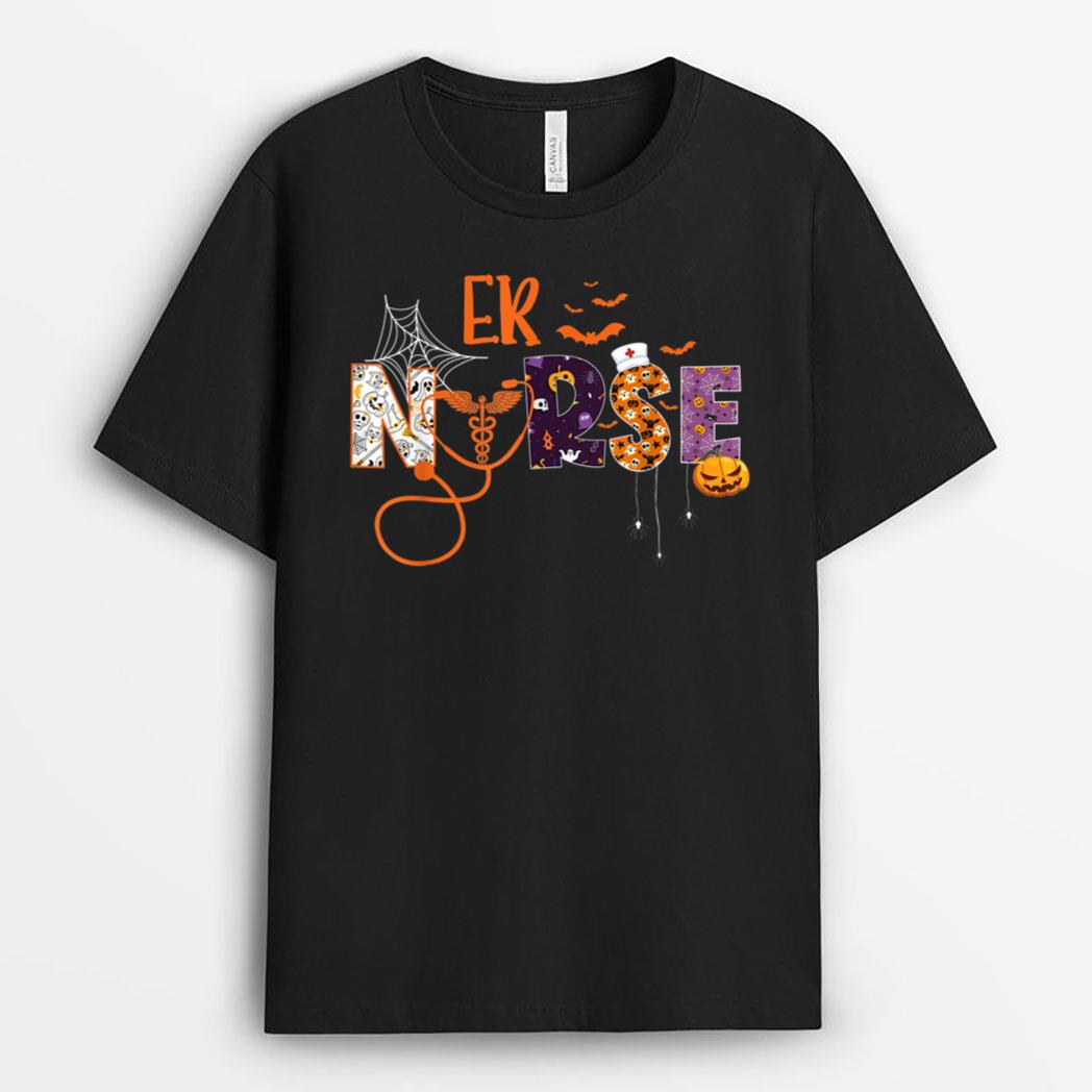 Emergency Nurse ER Nurse Halloween Spooky Season Nursing T-Shirt