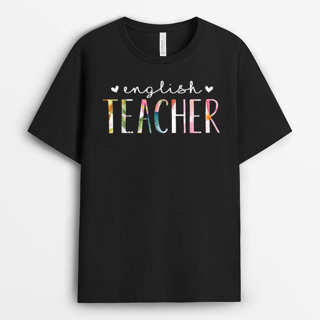 English Teacher Cute Floral Design Teacher's Day T-Shirt