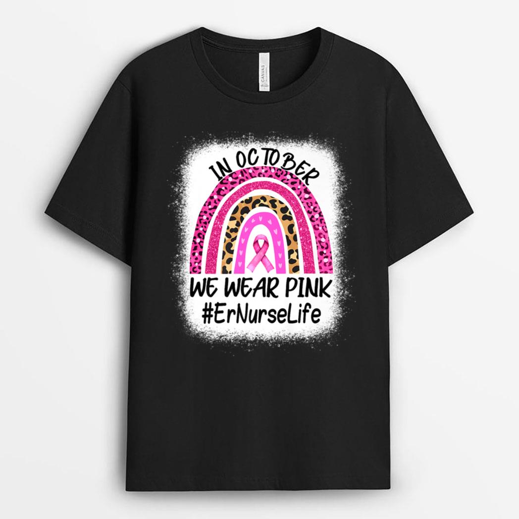 Er Nurse Rainbow Women Breast Cancer Awareness T-Shirt