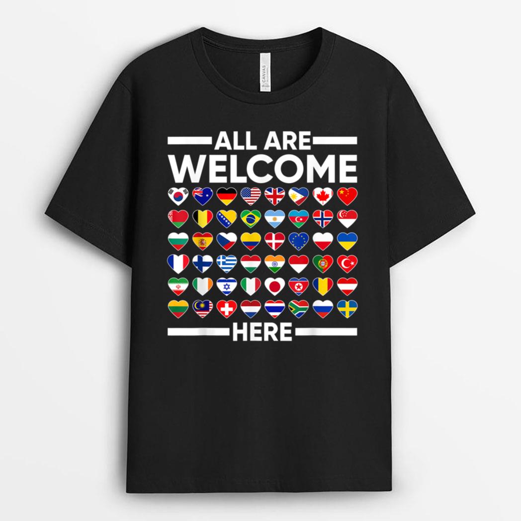 ESL Teacher All Are Welcome Here For Worlds Virtual Teachers T-Shirt