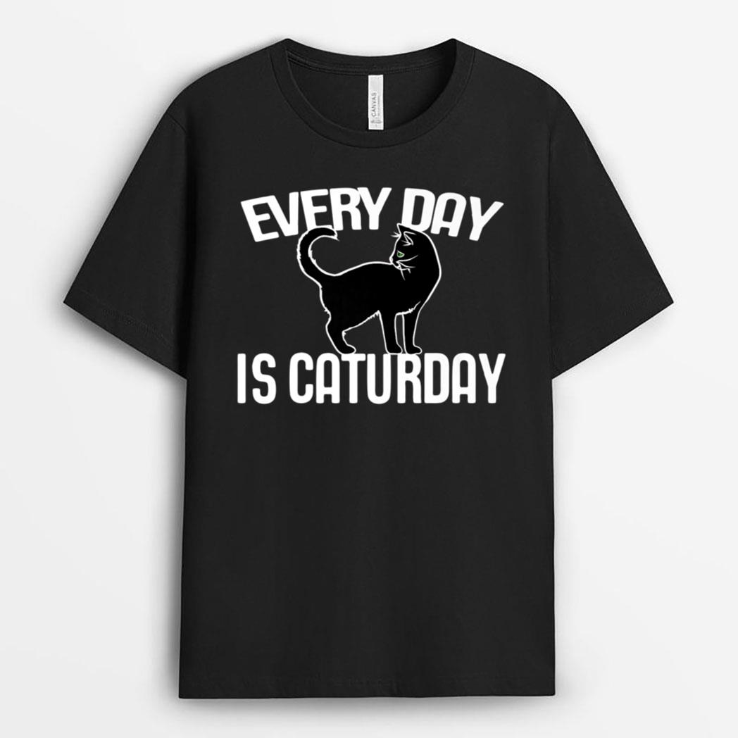Every Day is Caturday black cat art cat people Premium T-Shirt