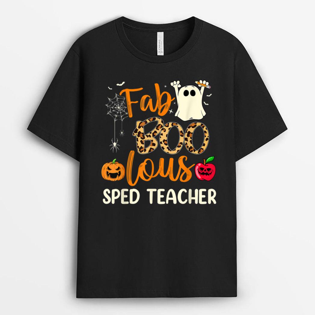 Fab Boo Lous Sped Teacher Leopard Spooky Halloween Costume T-Shirt