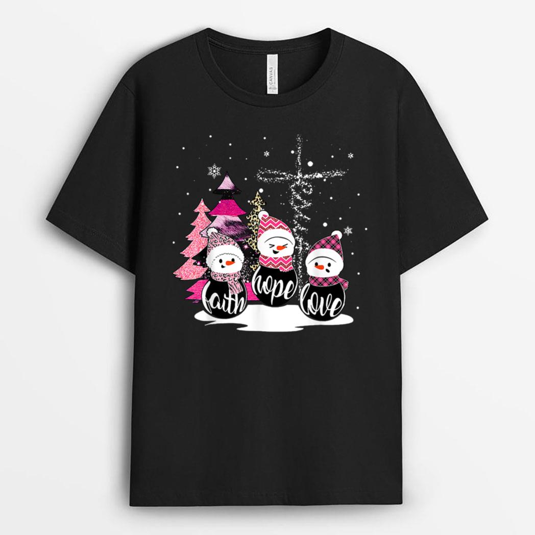 Faith Hope Love Snowman Jesus Xmas Tree Christian Christmas T-Shirt