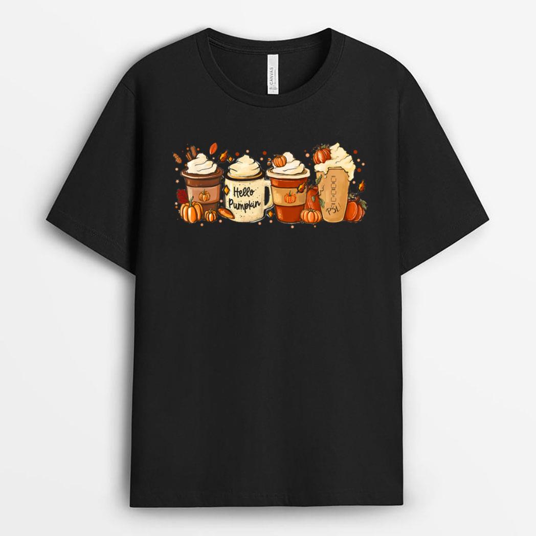 Fall Coffee Pumpkin Spice Latte Drinks Autumn Thanksgiving T-Shirt