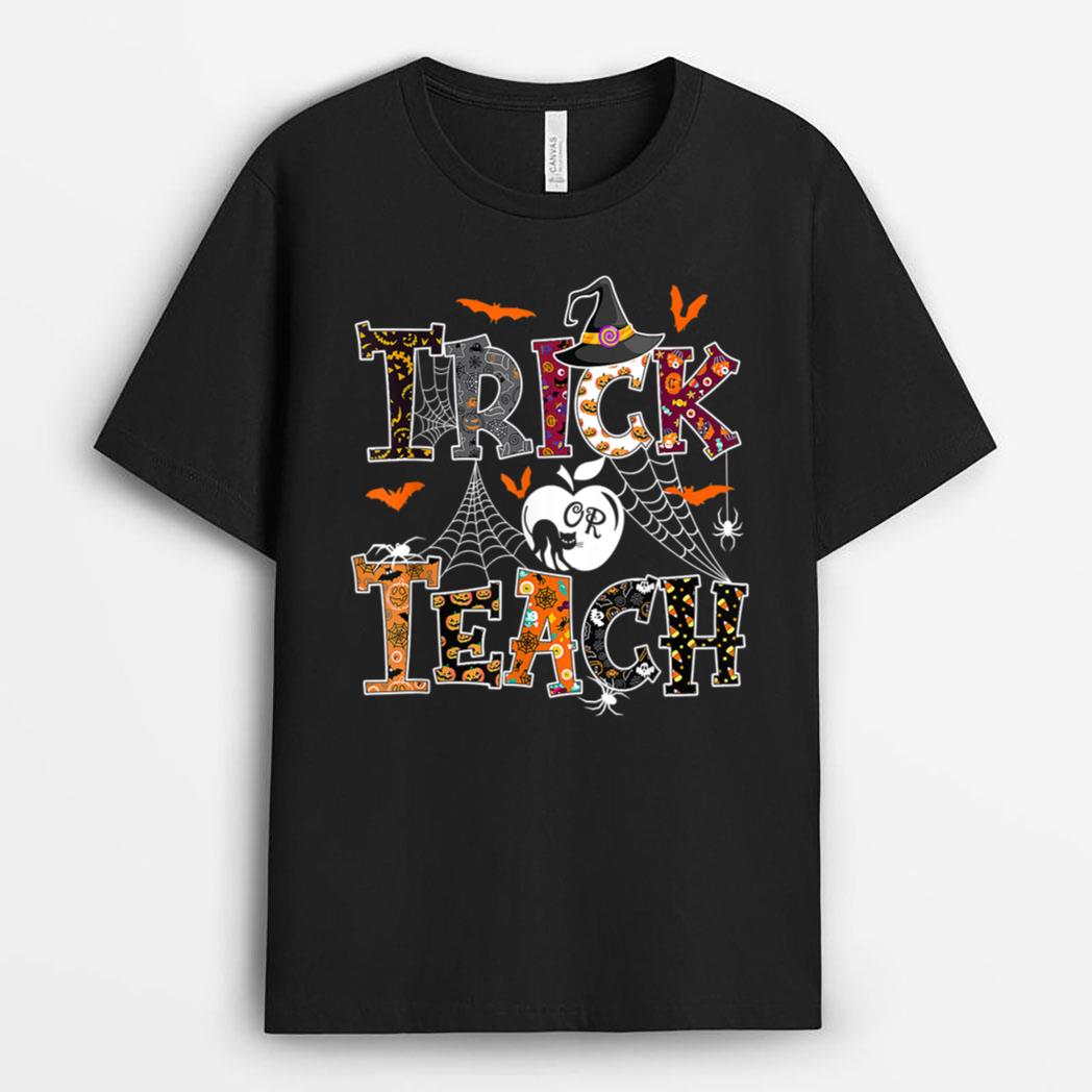 Fall Themed Thanksgiving Halloween Teacher Trick Or Teach T-Shirt