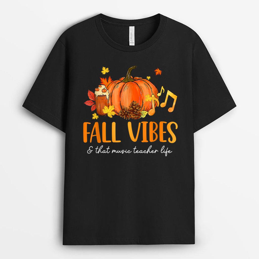 Fall Vibes & That Music Teacher Life Leopard Pumpkin Season T-Shirt
