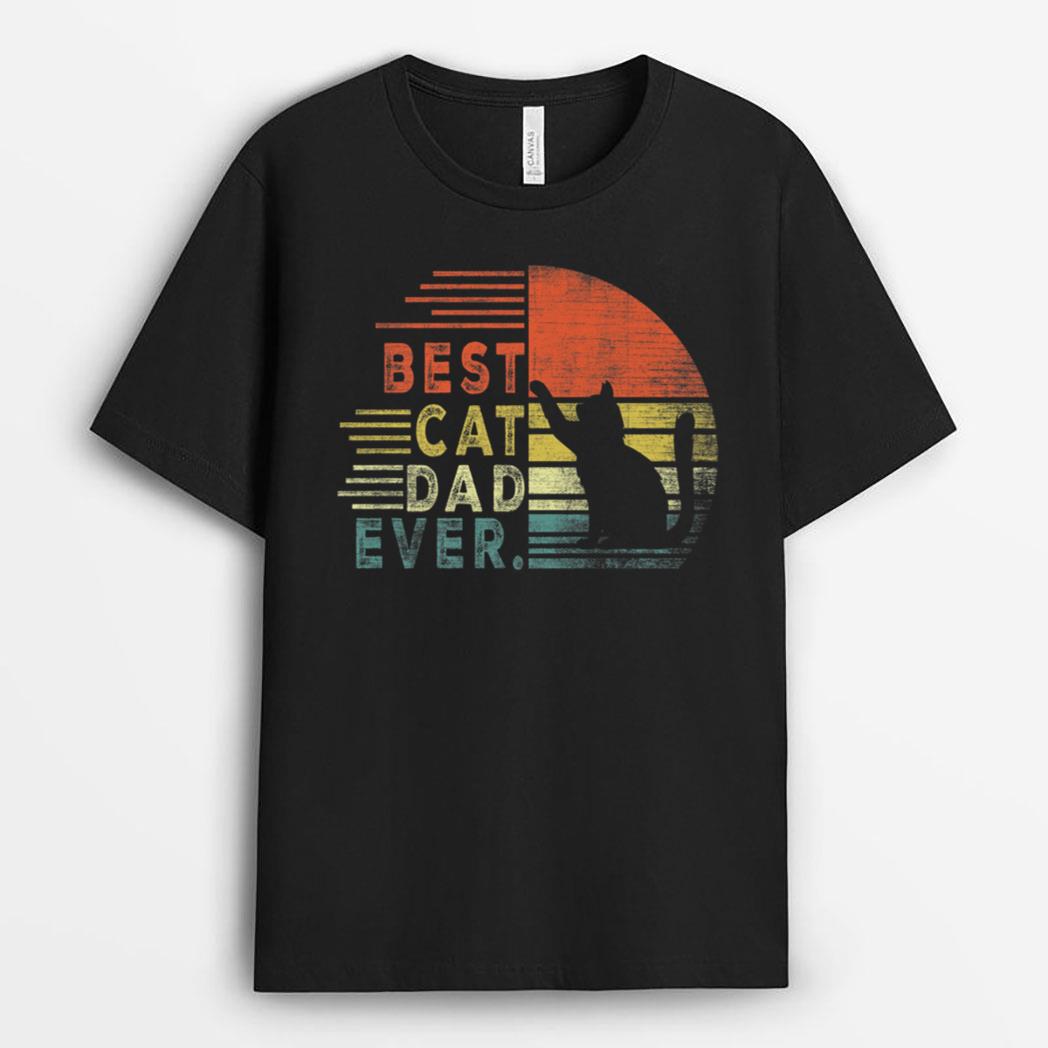 Father's Day Cat Daddy gifts 2022, Vintage Best Cat Dad Ever T-Shirt