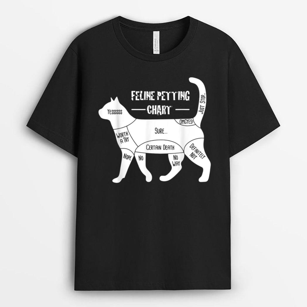 Feline Petting Chart Cat Apparel T-Shirt