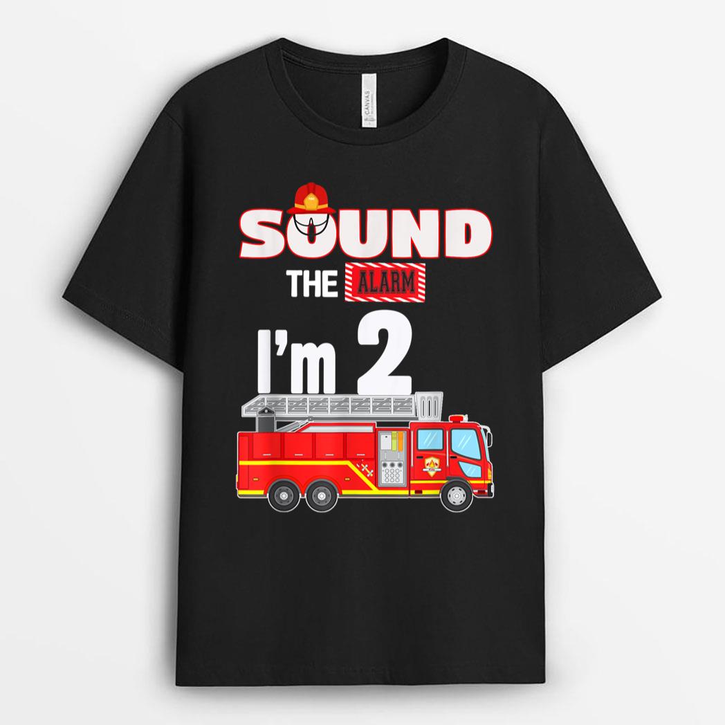 Fire Truck 2 Year Old Firefighter 2nd Birthday Boy Toddler T-Shirt