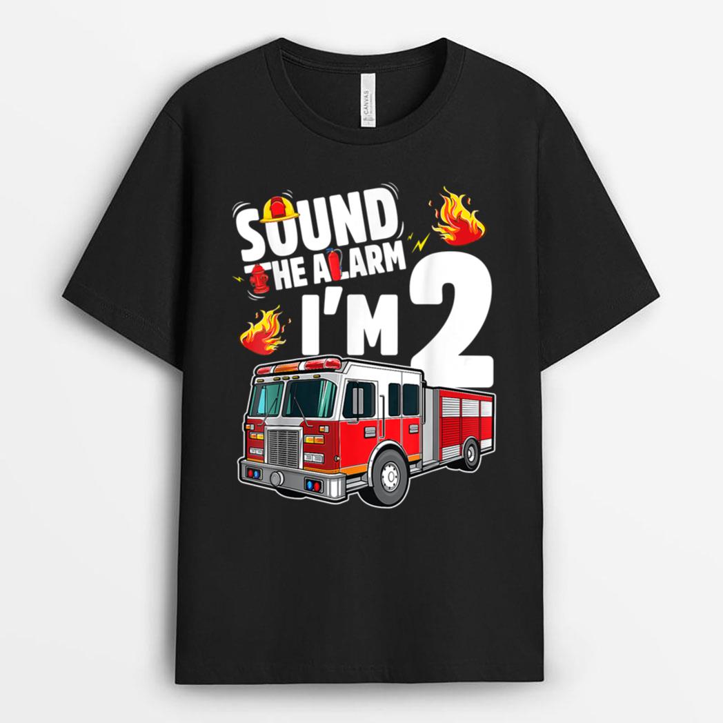 Fire Truck 2nd Birthday Boy Firefighter 2 Year Old - Copy T-Shirt
