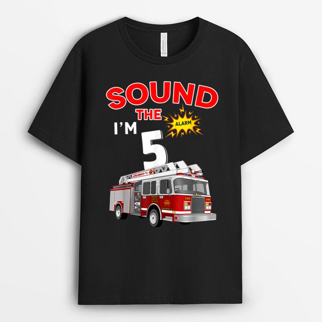 Fire Truck 5 Year Old Firefighter 5th Birthday Boy Toddler T-Shirt