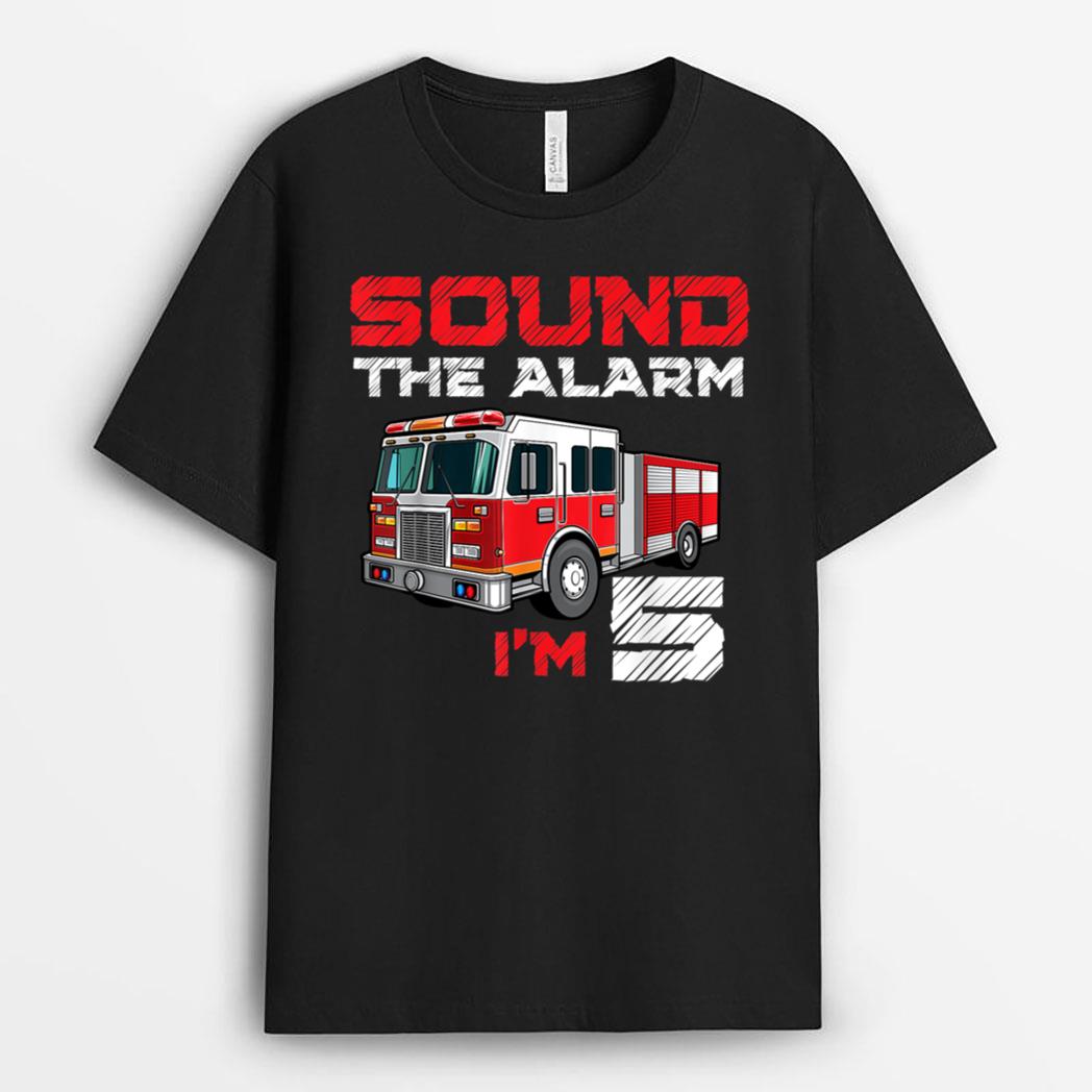 Fire Truck 5th Birthday Boy Future Firefighter 5 Year Old T-Shirt