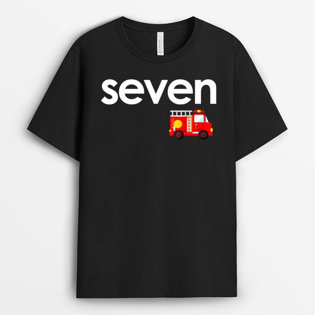 Fire Truck 7th Birthday Boy Toddler 7 Year Old Firefighter T-Shirt