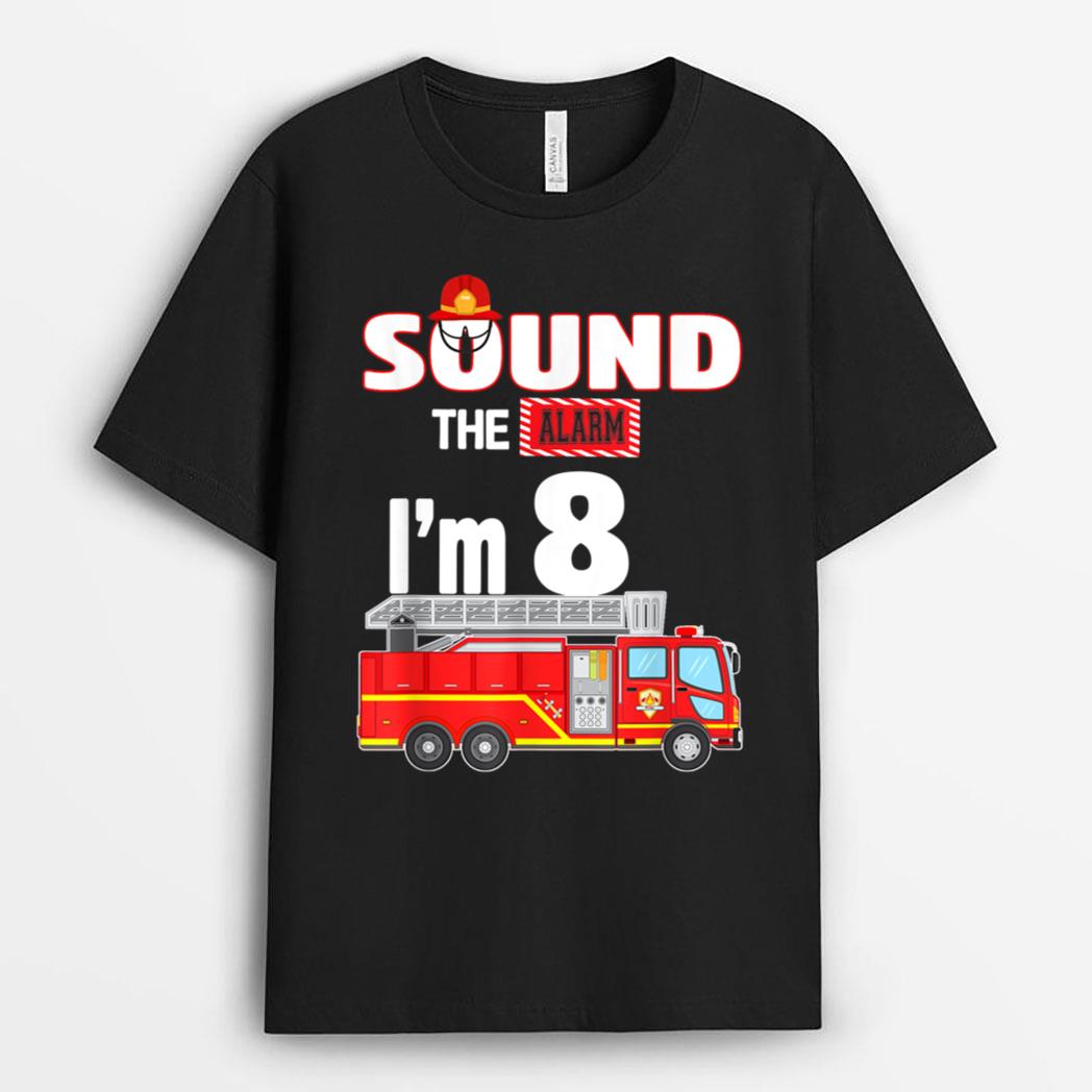 Fire Truck 8 Year Old Firefighter 8th Birthday Boy Toddler T-Shirt
