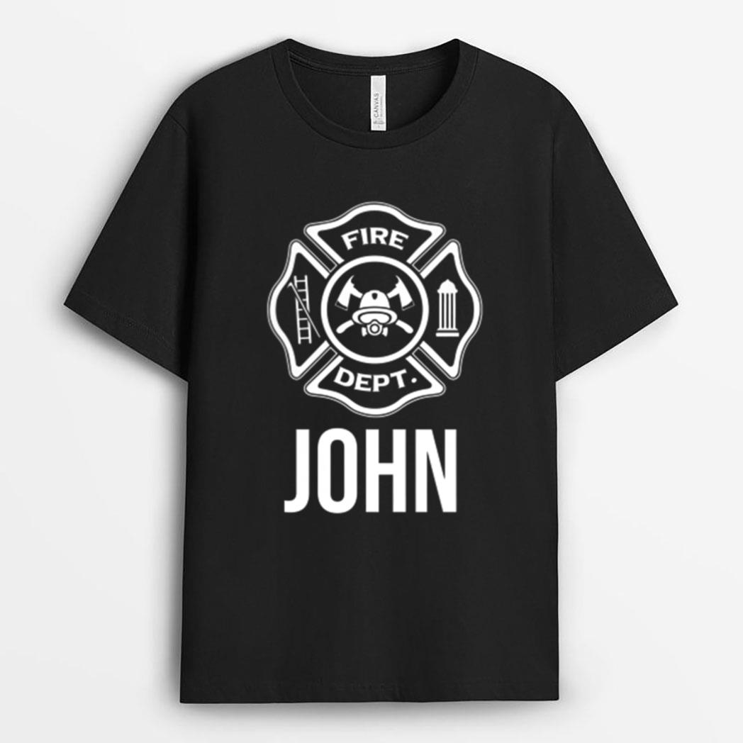 Fireman John Name Firefighter Logo Symbol T-Shirt