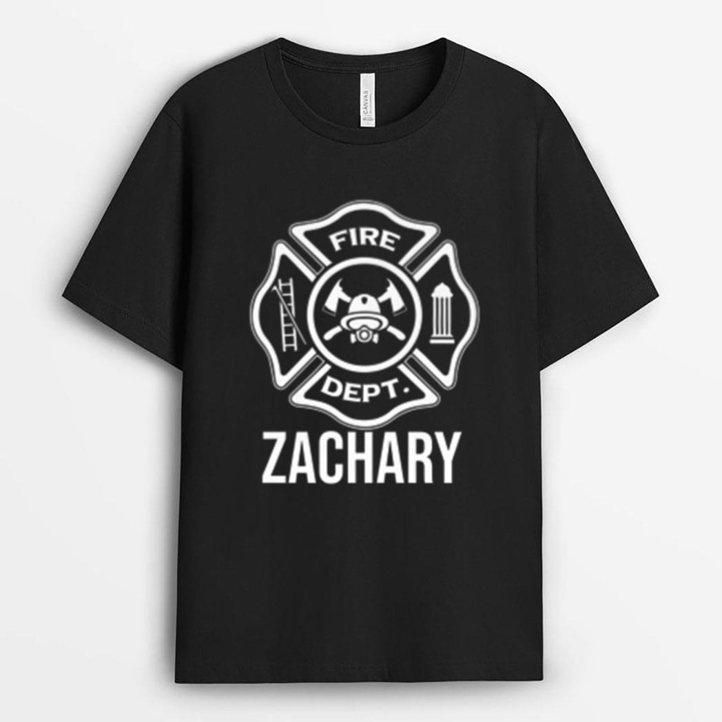 Fireman Zachary Name Firefighter Logo Symbol T-Shirt