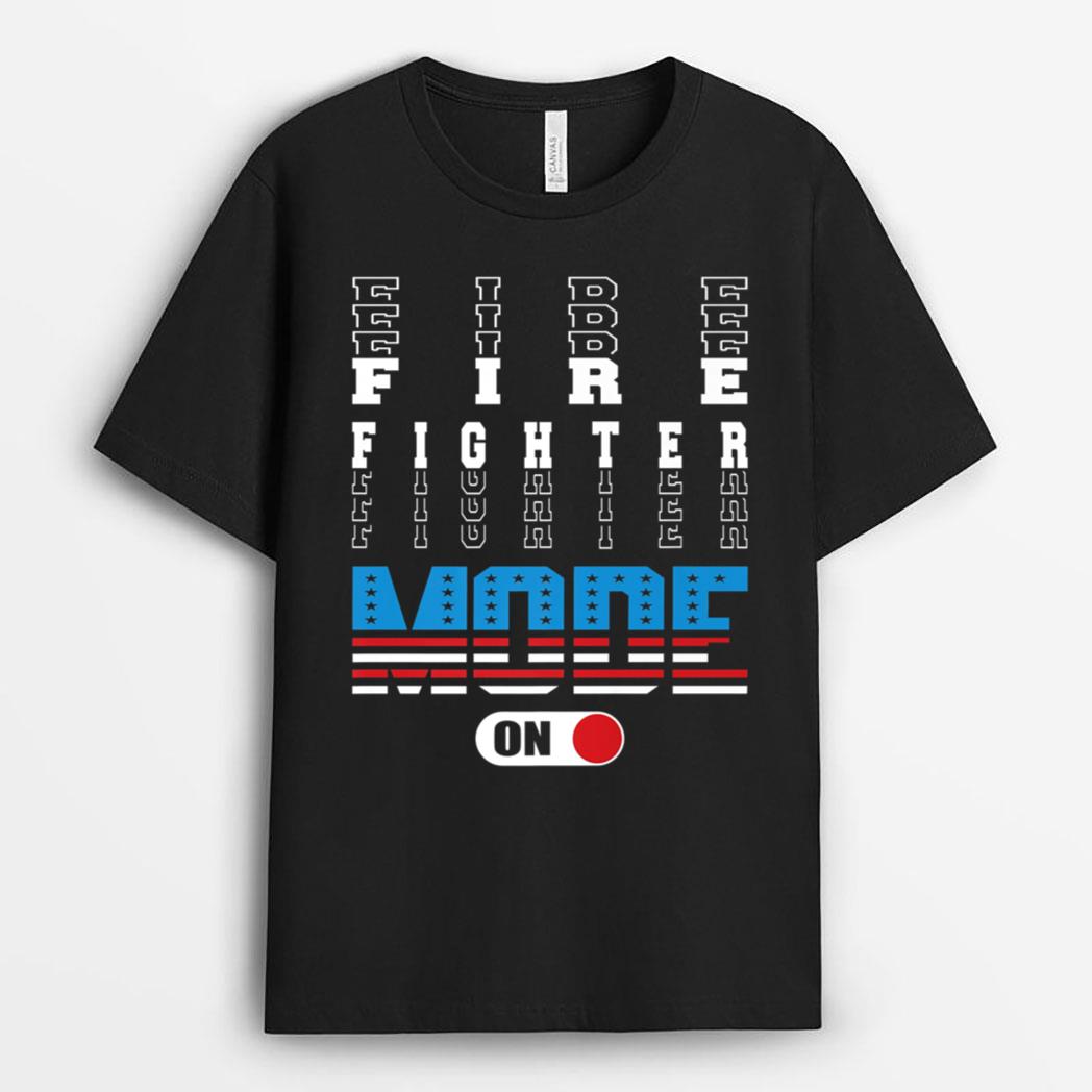 Firemen Mode On American Flag Patriotic Firefighter T-Shirt