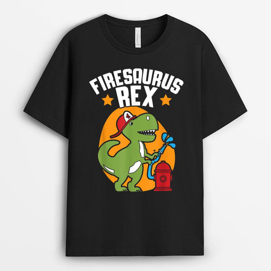 Firesaurus Rex Fireman Fire Rescue Firefighter Dinosaur T-Shirt