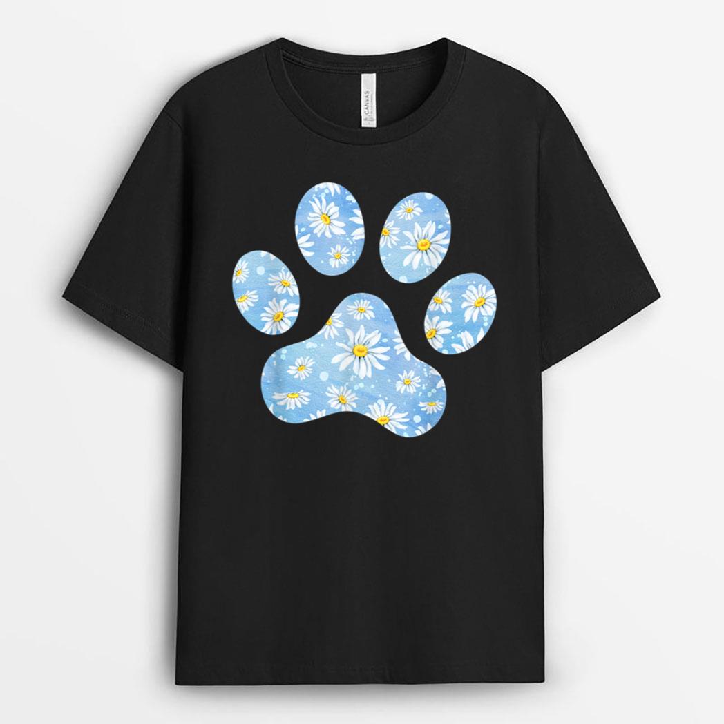 Flower Dog Paw Print for Dog Lover - Dog Paw T-Shirt