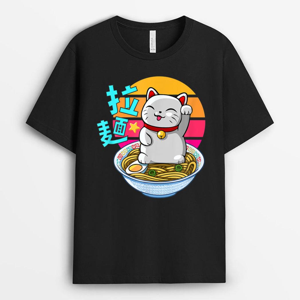 Fortune Cat Ramen Kawaii Maneki Neko T-Shirt