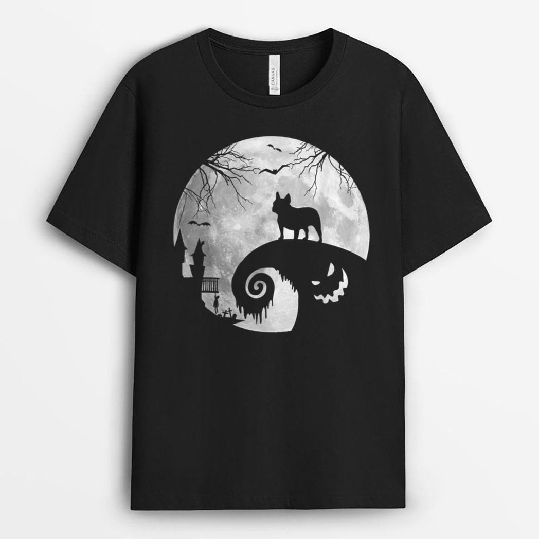 French Bulldog And Moon Halloween Costume Dog Lover Funny T-Shirt
