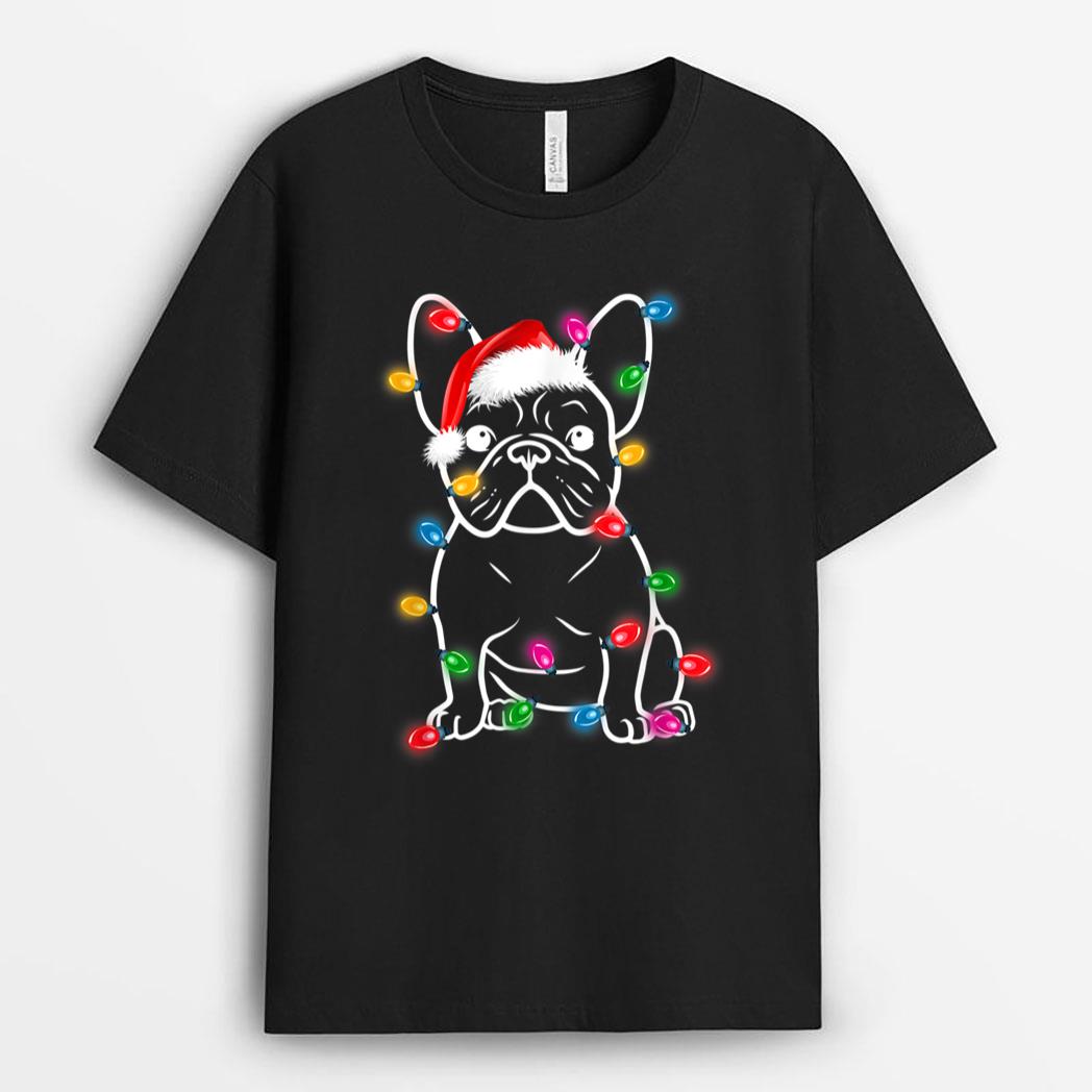French Bulldog Dog Lights Christmas Matching Family T-Shirt