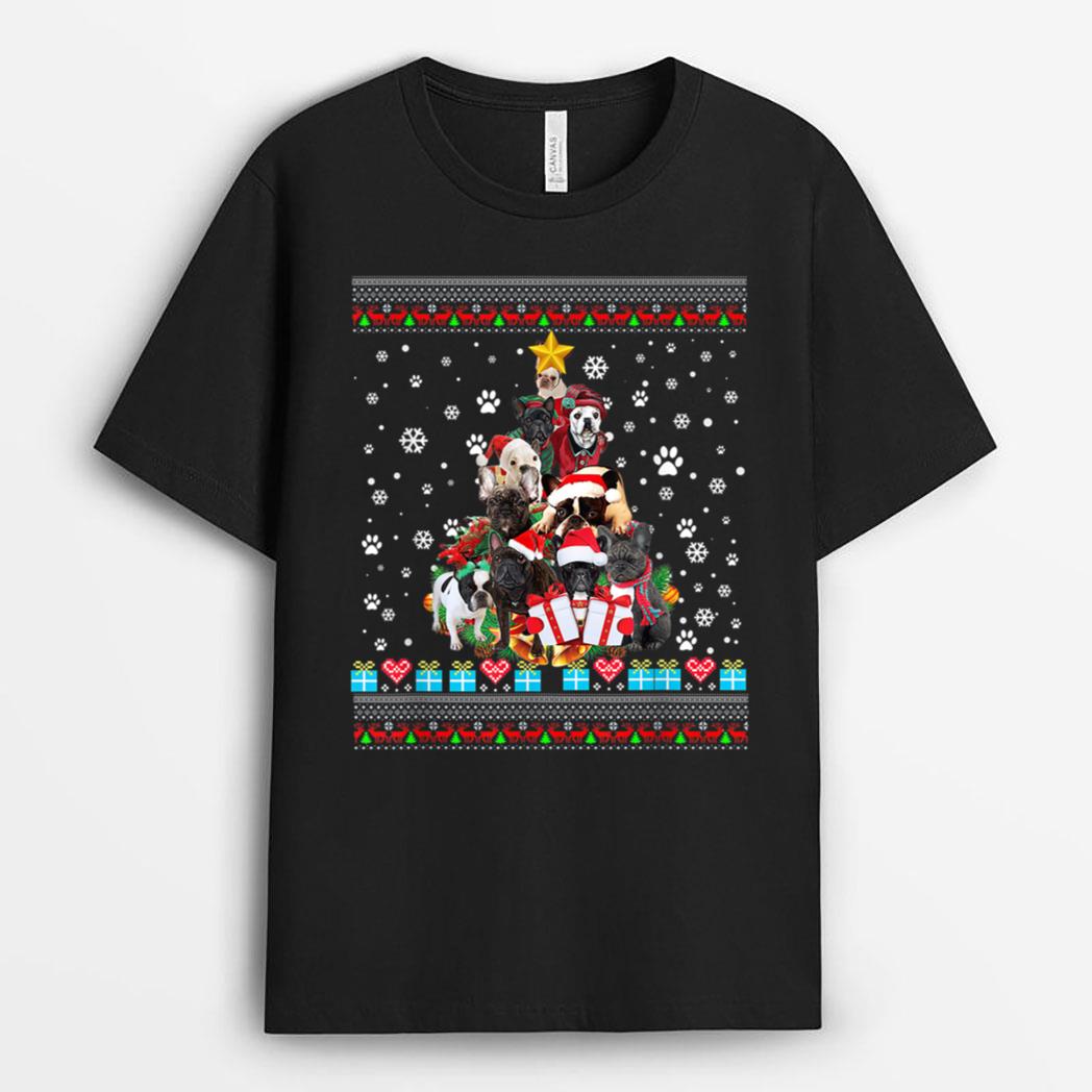French Bulldogs Dog Christmas Lights  Christmas T-Shirt