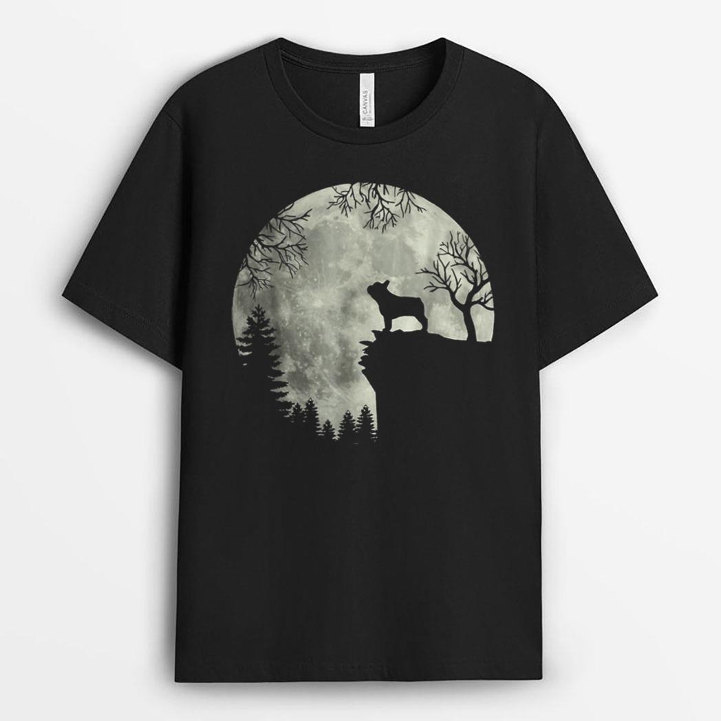 Frenchie And Moon Halloween Costume Funny Idea For Dog Lover T-Shirt