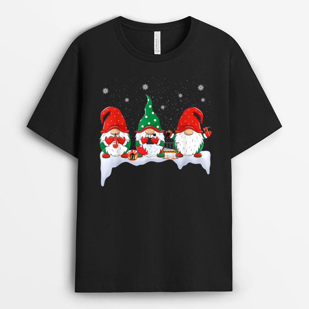 Fun Firefighter Gnomes Christmas Gnomies Firefighter Squad T-Shirt