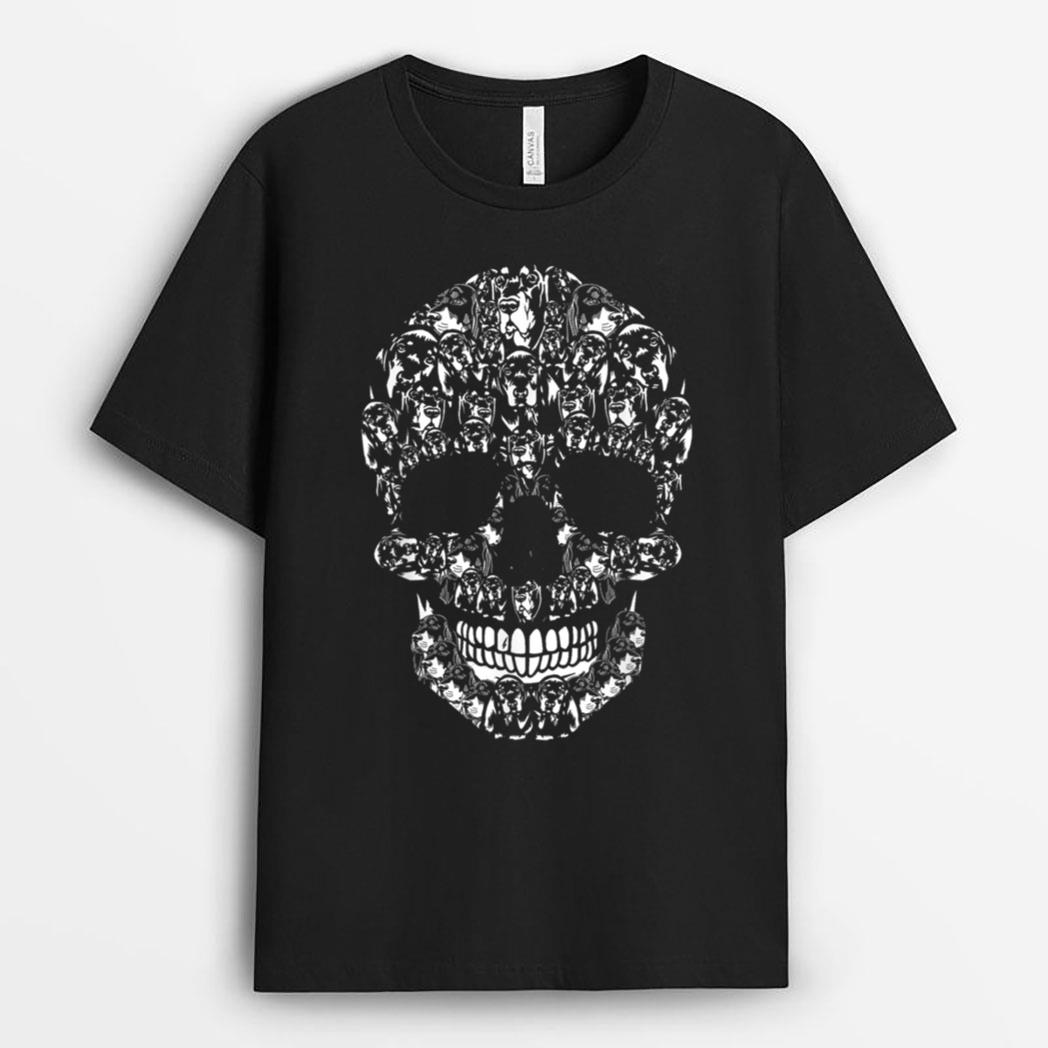 Funny Black and Tan Coonhound Dog Skull Halloween Costume T-Shirt