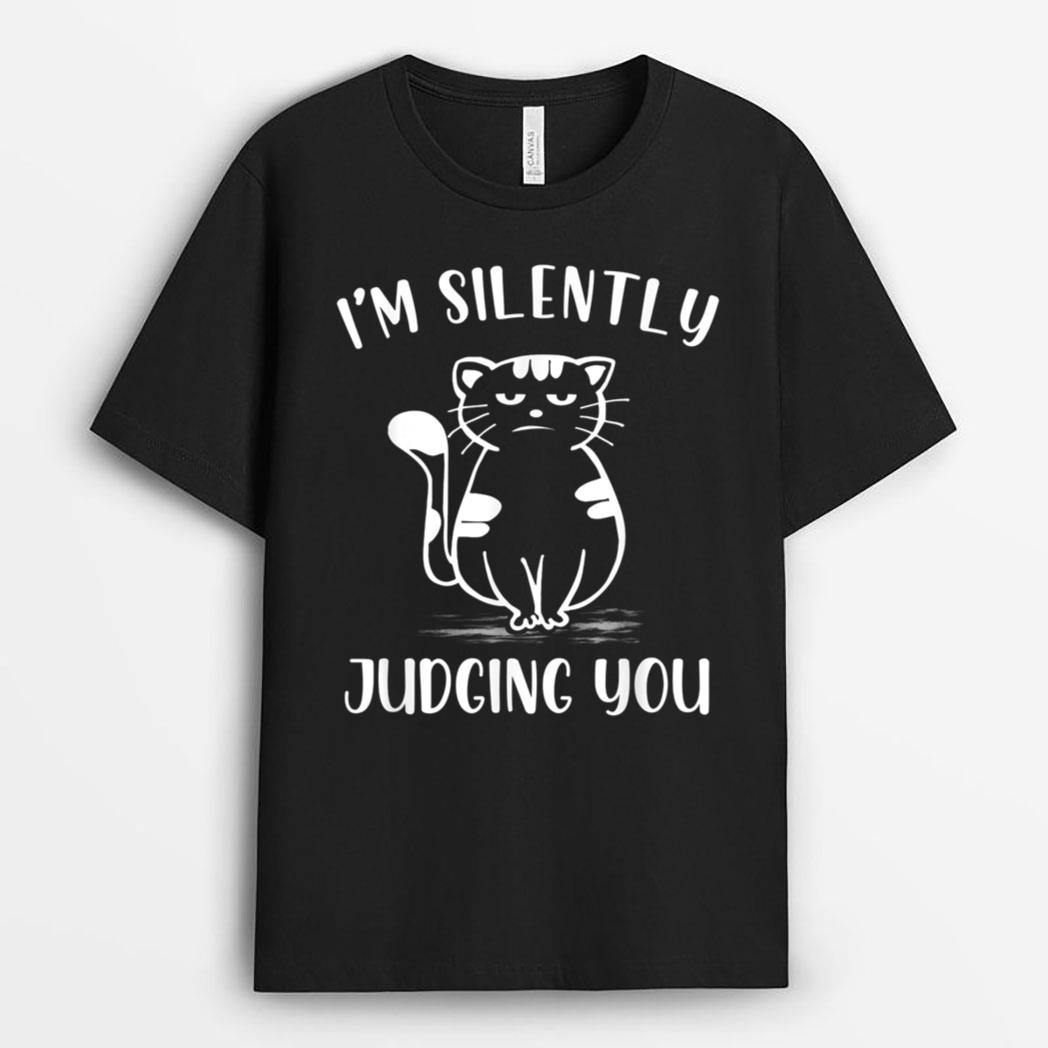 Funny Black Cat I'm Silently Judging You Retro T-Shirt