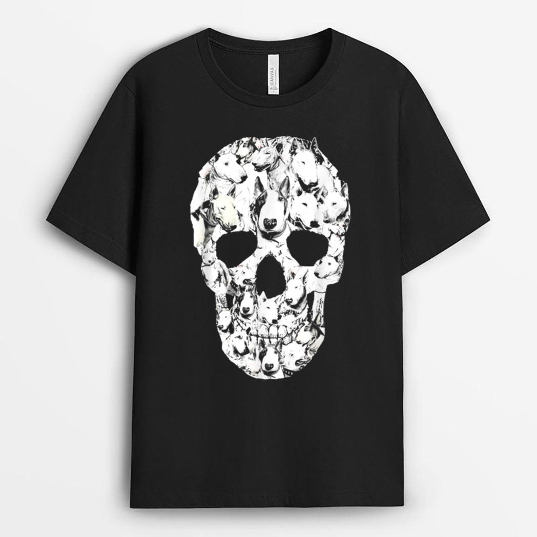 Funny Bull Terrier Dog Skull Halloween Costume T-Shirt