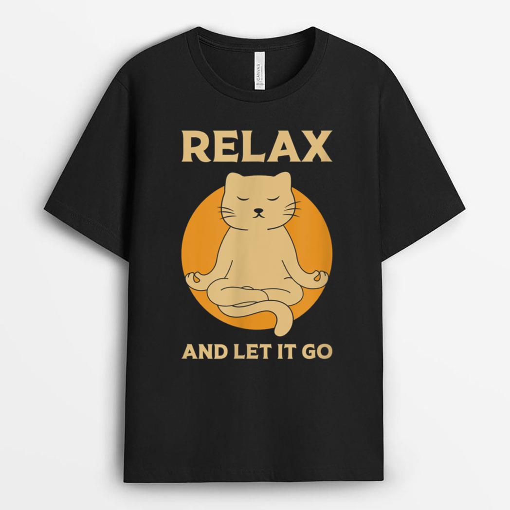 Funny cat Graphic Yoga Zen Meditation T-Shirt