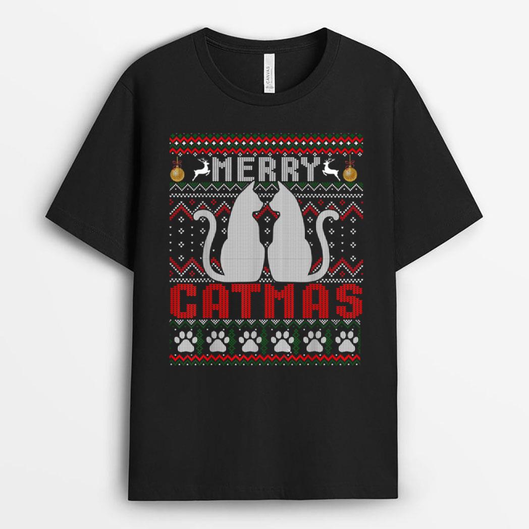 Funny Cat Lover Merry Catmas Christmas T-Shirt