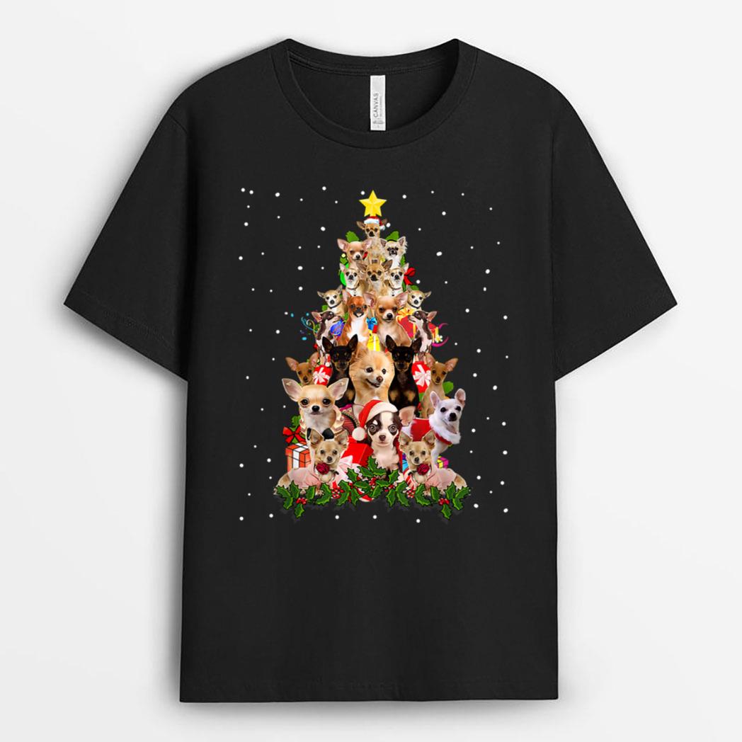 Funny Chihuahua Christmas Tree Xmas For Chihuahua Dogs Lover T-Shirt