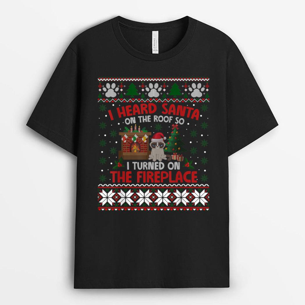 Funny Christmas Cat Hates Santa Annoyed Cat T-Shirt