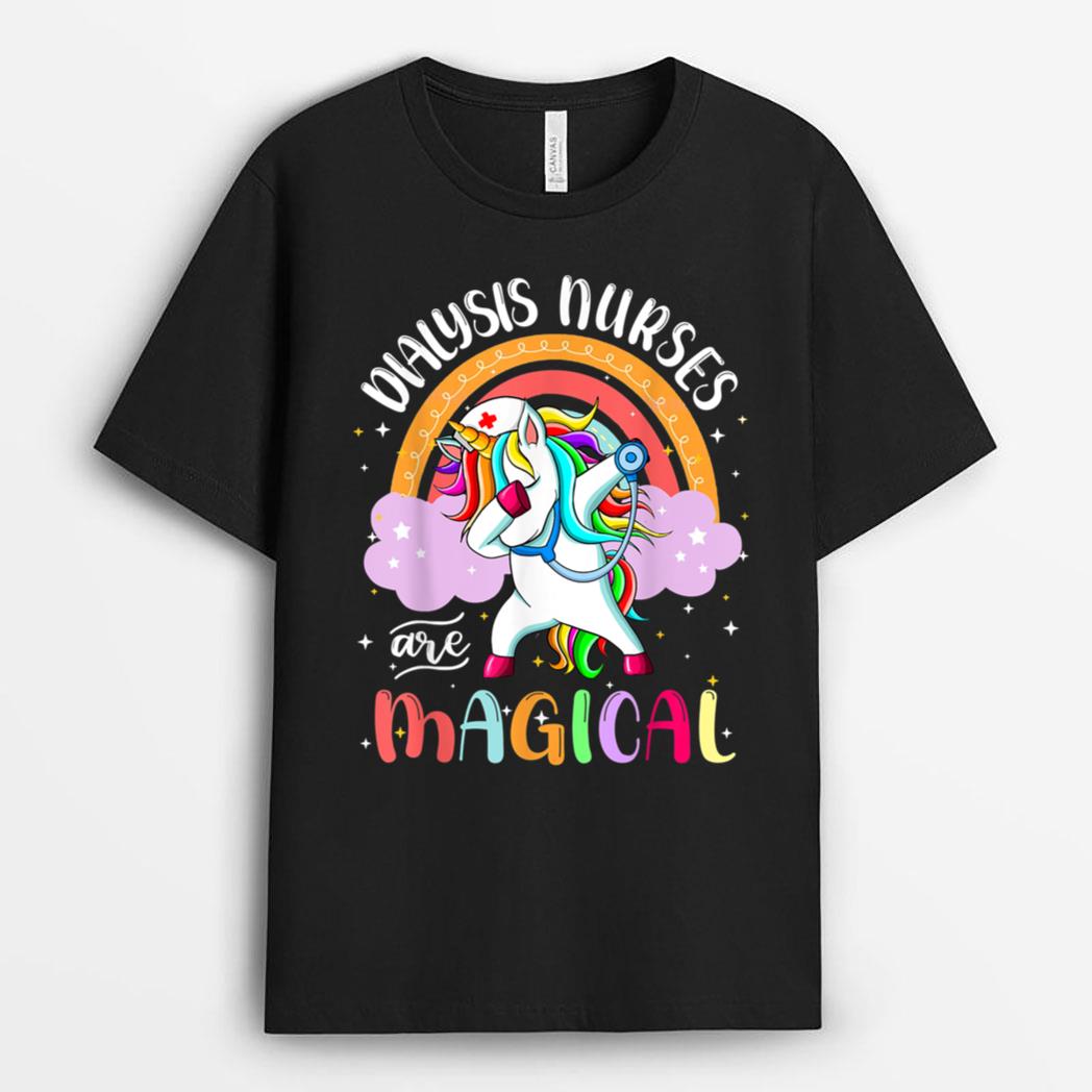 Funny Dialysis Nurse RN Rainbow Kidney Unicorn Dabbing Lover T-Shirt